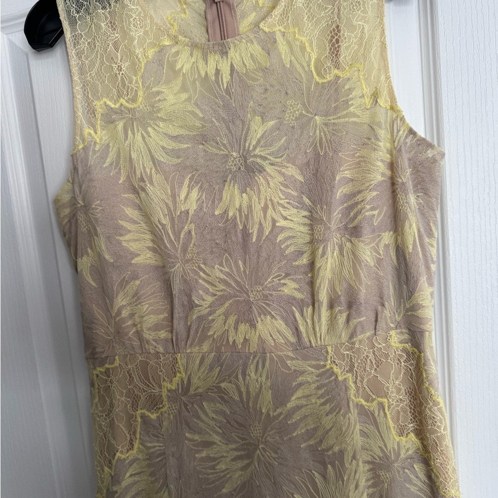 BCBG Yellow Floral Lace Prom Dress - Picture 7 of 10